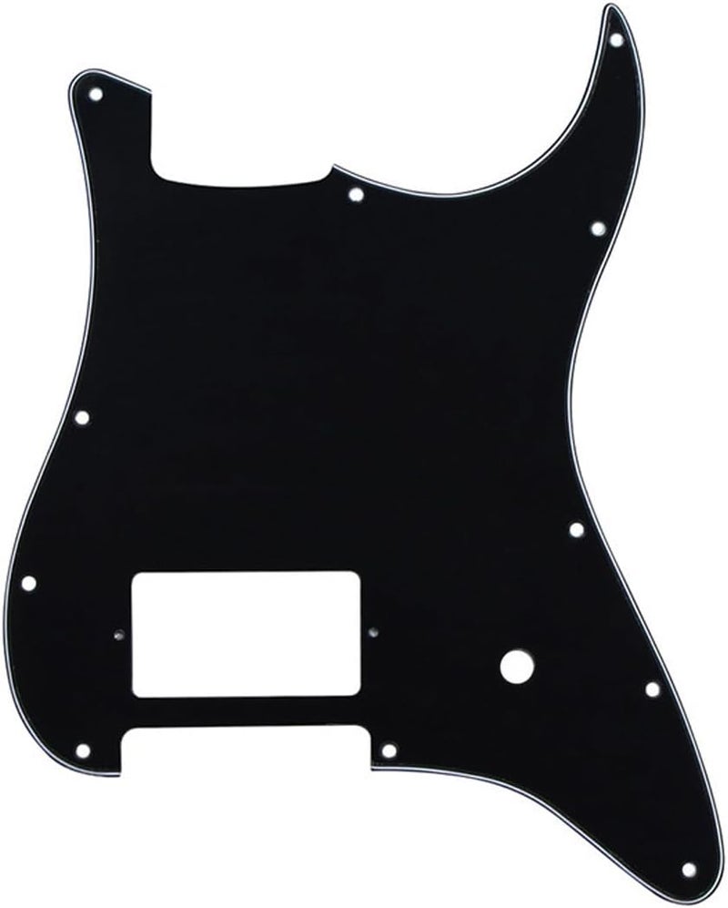 ROZILO 11 Hole ST/Strat Style One Humbucker Guitar Pickguard For USA/Mexico Fender Tom Delonge Strat Electric Guitar Black 3Ply - Image 1